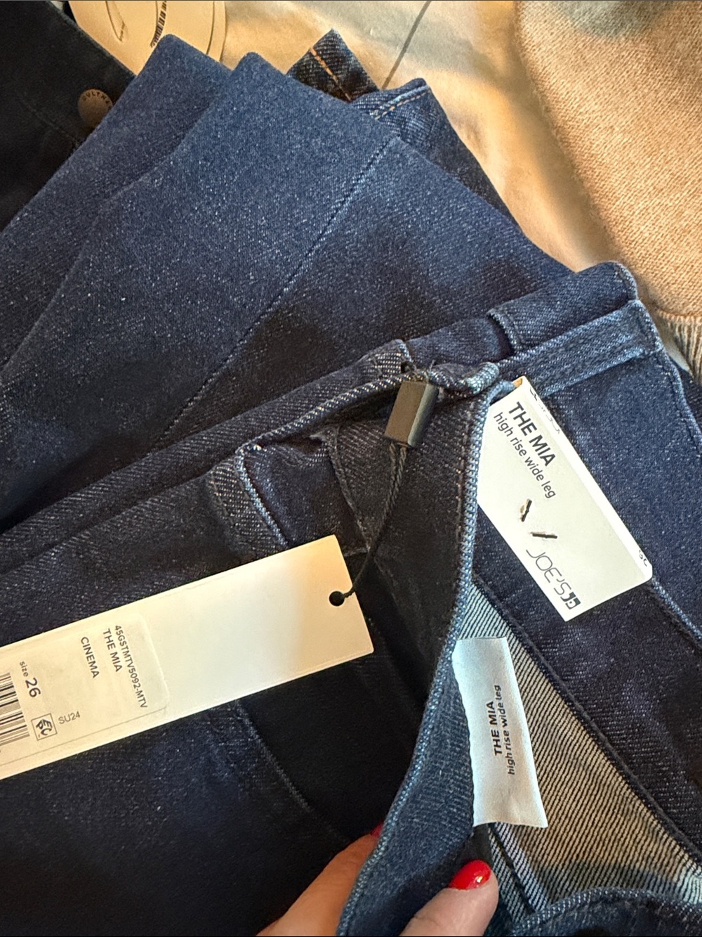 Wide Leg Women's Jeans - Dark Blue - Picture 4 of 5